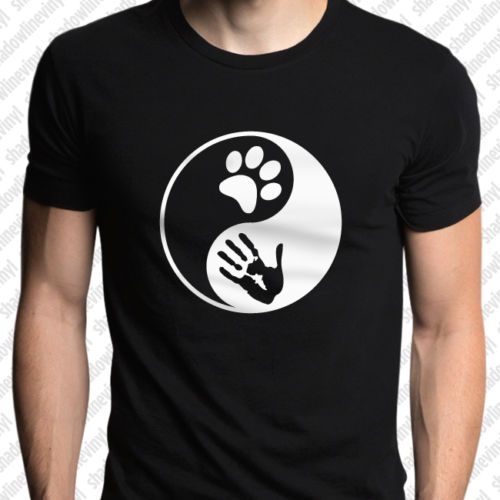 Rescue Adopt Yin Yang Paw Prints Dogs Cats Women/'s Novelty T-Shirt