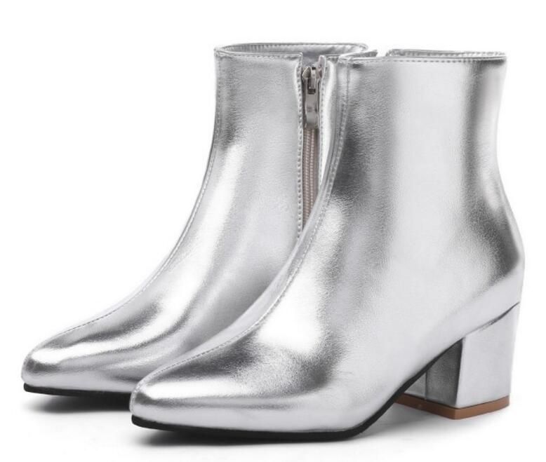 xyxyx botines botas de mujer brillantes con piedras preciosas y tacón de  bloque azul