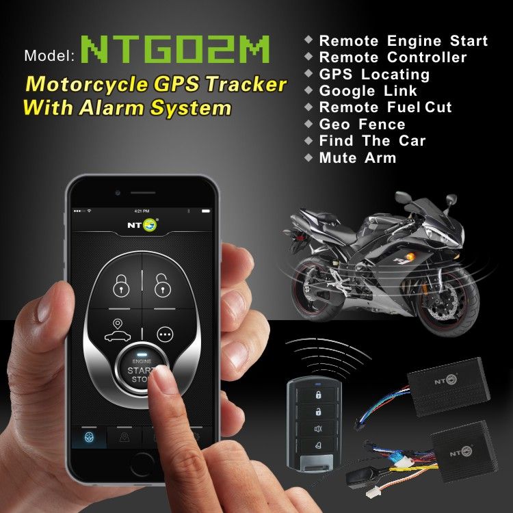 12V Anti-theft Motorcycle GPS Tracker Alarm Remote Engine Start Stop Android iOS