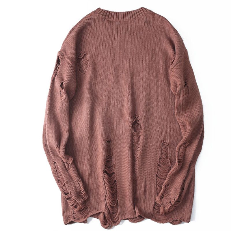 Compre MUSVER Suéter De Algodão Coreano Homens 2018 Inverno Moda De Rua Sólida Marca Hip Hop Oversized Rasgado Pullovers Camisola Para O Sexo Masculino De Southl, $296,7 | Pt.Dhgate.Com