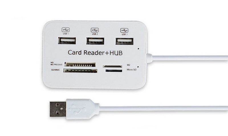 Multi 3 Port USB 2.0 Hub MS SD M2 TF Multi-In-1 Memory Card Reader Adapter US 