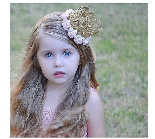 Newborn Crown Rose Flower Headband Gold Princess Crown Baby Girls