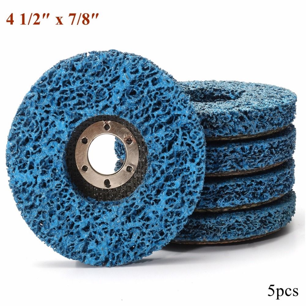 5Pcs 4.5/" Poly Strip Grinding Disc Abrasive Polishing Wheel for Metal 7//8/" Bore