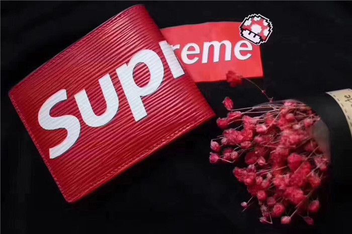 Mens Supreme Wallet Red Leather Fast Shipping Good Quality