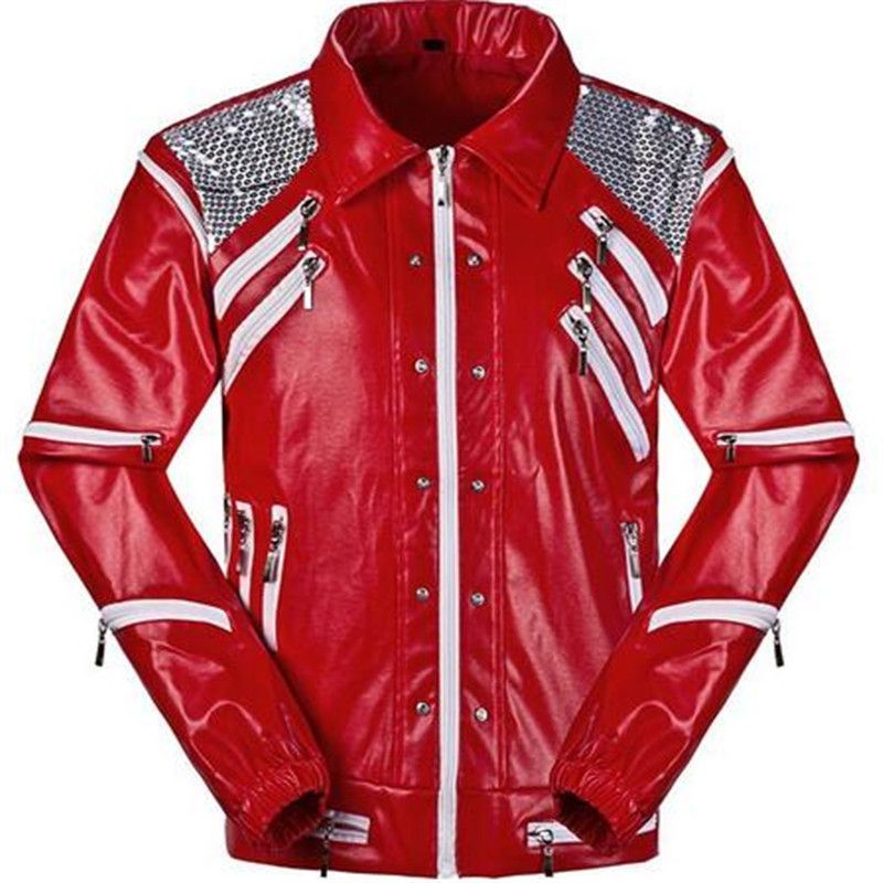 MJ Beat It Michael Jackson Thriller Rouge Veste en cuir-expédition rapide MJ Beat It Michael Jackson Thriller Rouge Veste en cuir-expédition rapide