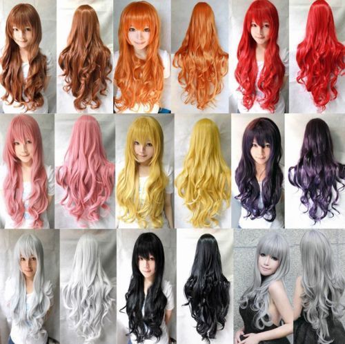 80cm Women Girl Long Curly Wavy Hair Wig Fashion Costume Party