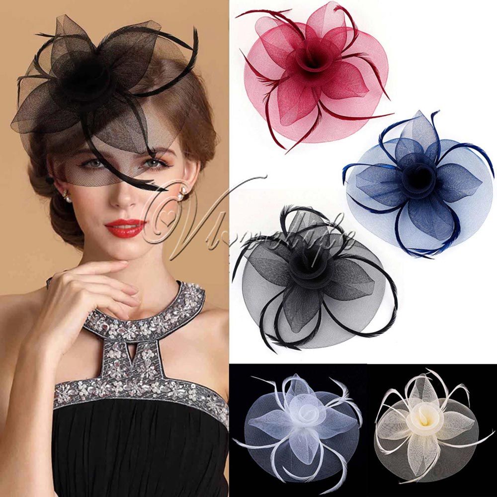 Fashion Handmade Lady Women Fascinator Bow Hair Clip Headwear Lace