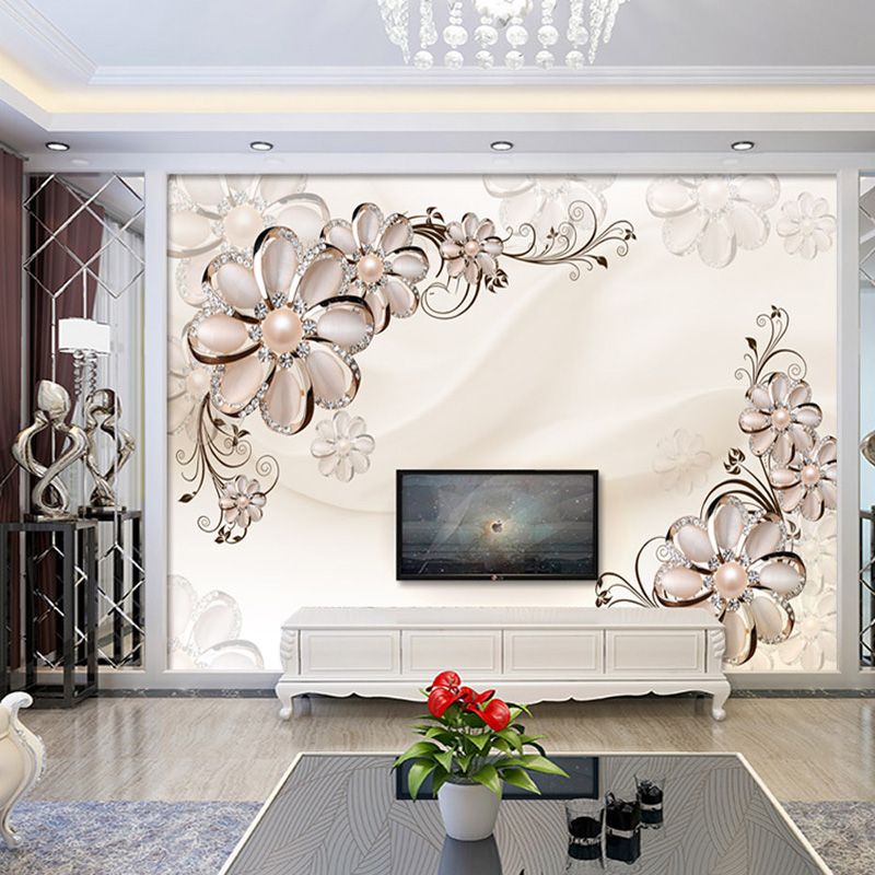 Luxury 3d Wallpaper Pearl Jewelry Flowers 3d Stereo Mural Wallpaper Living Room Bedroom Tv Backdrop Art Wall Papers For Walls 3 D Free Wallpapers For
