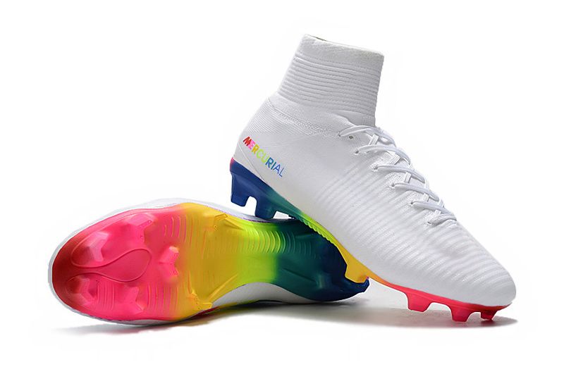 white rainbow football boots