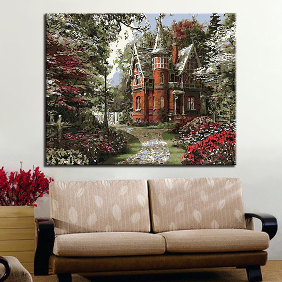 Grosshandel Diy Farbung Bilder Nach Zahlen Kalligraphie Schloss