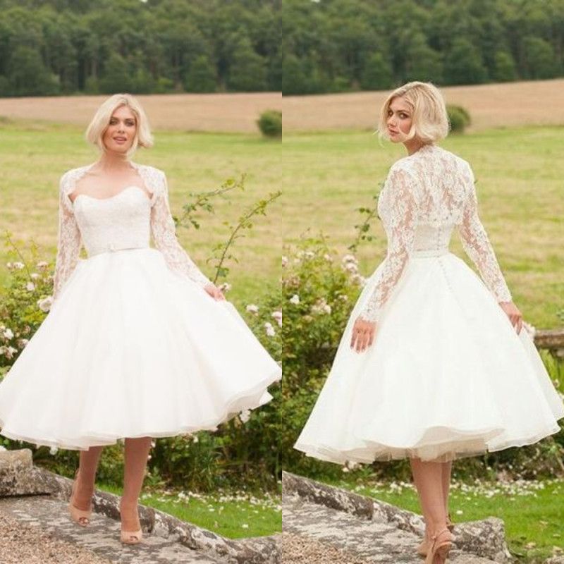 short lace country wedding dress