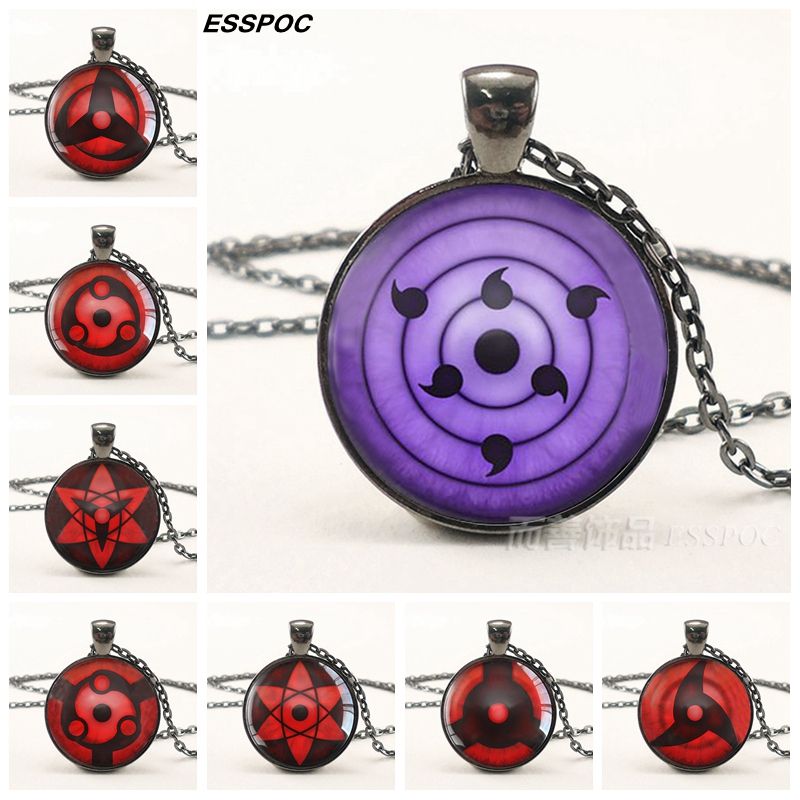 2019 Sharingan Eye Necklace Naruto Shippuden Eyes Glass Cabochon Pendant Steampunk Black Chain Necklace Naruto Anime Cosplay Jewelry From Chuancai
