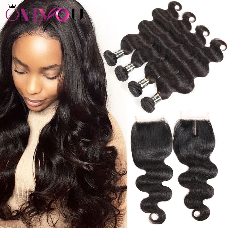 Malaysian Body Wave Virgin Hair 4 Bundles with Top Lace Closure Body Weaves  Hairstyles For Black Women Superior Supplier Human Hair Vendors