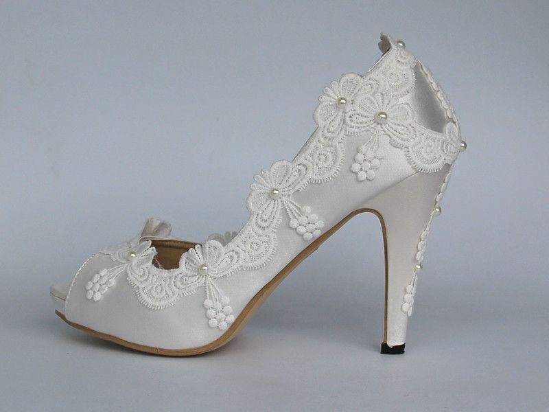 white silk heels