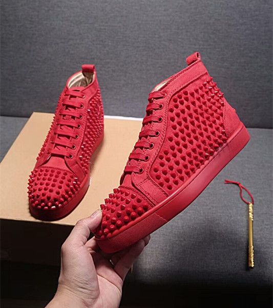 Acquistare Stilista Di Marca Con Borchie Borchie Scarpe Basse Scarpe Basse  Rosse Uomo E Donna Amanti Del Partito Sneakers In Vera Pelle Economico |  Consegna Veloce E Qualità | It.Dhgate