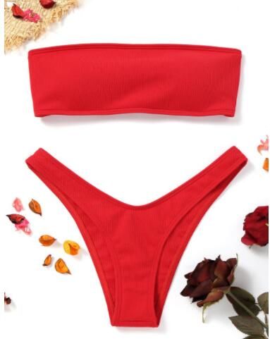 high cut bandeau bathing suit