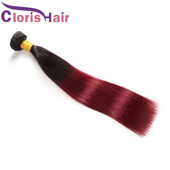 Dark Root 1b 99j Mink Brazilian Virgin Straight Ombre Weave 3 Bundles Two Tone Burgundy Hair Extensions Best Wine Red Brazillian Ombre Weft Black