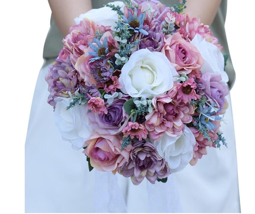 Artificial Wedding Bouquets Rose Brial Hand Bouquet Bridesmaid Holding Bouquet Pearl Silk Fake Flowers for Wedding Church Azure Zone Artificial Wedding Bouquets Rose Brial Hand Bouquet Bridesmaid Holding Bouquet Pearl Silk Fake Flowers for Wedding Church Azure Zone