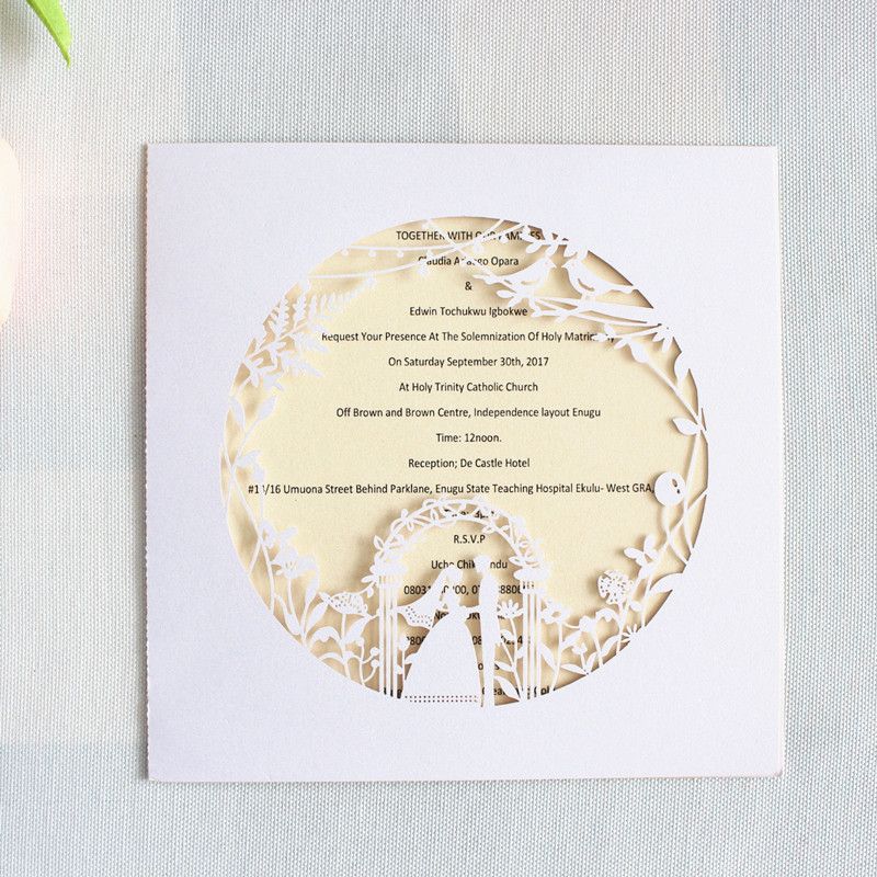 Printable,Envelops White 3D Church Wedding Invitation Cards Groom /& Bride Blank