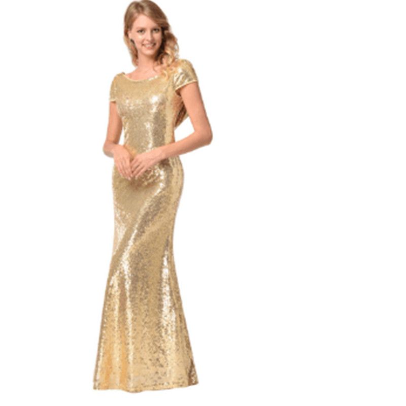 abito dorato lungo