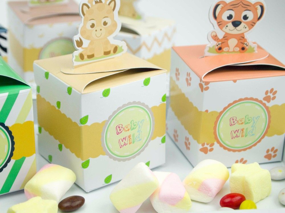 Wholesale Baby Shower Favors Safari Animal Wild Jungle Favor Box Candy Box /Pack Souvenir Boy ...