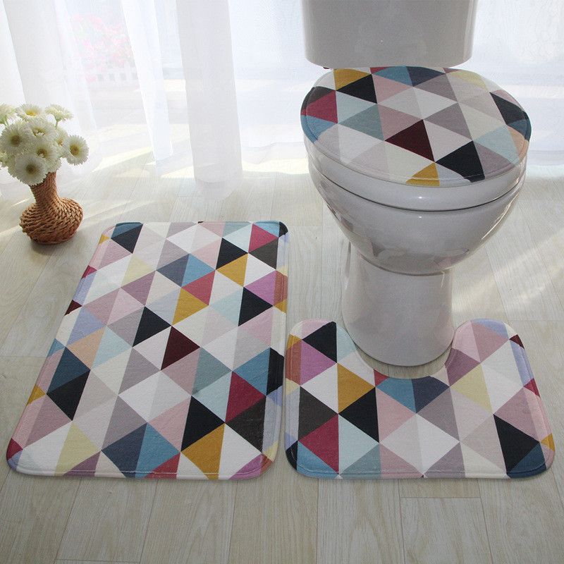 3 PC sistema franela alfombras de baño 3D Impresión anti resbaladizas Baño Sets Rug 3 PC sistema franela alfombras de baño 3D Impresión anti resbaladizas Baño Sets Rug