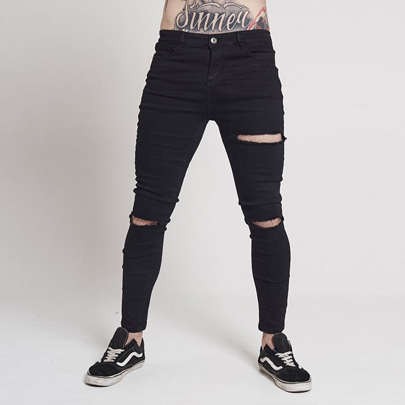 Black Ultra Ripped Skinny Jeans Stretchy Hip Hop Biker Jeans Hombre Destroyed Slim Fit Pants Spandex Cotton UK Market From Dayup, $53.47 DHgate.Com