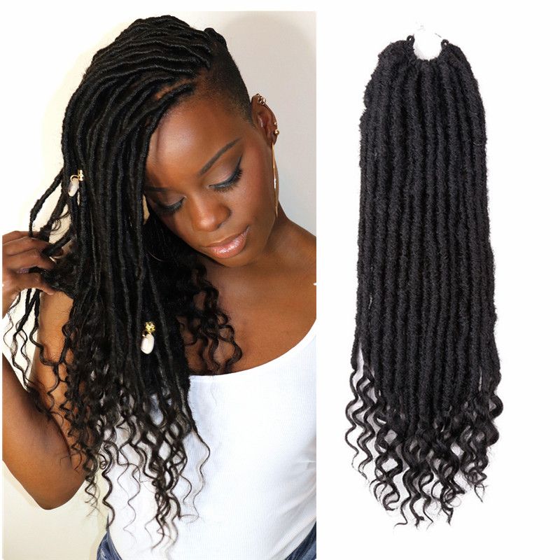 2019 Nu Locs Crochet Hair Extension 18 Inch Faux Locs Curly Soul Goddess Braids Hair With Wet And Wavy Synthetic Braiding Dread Locs From