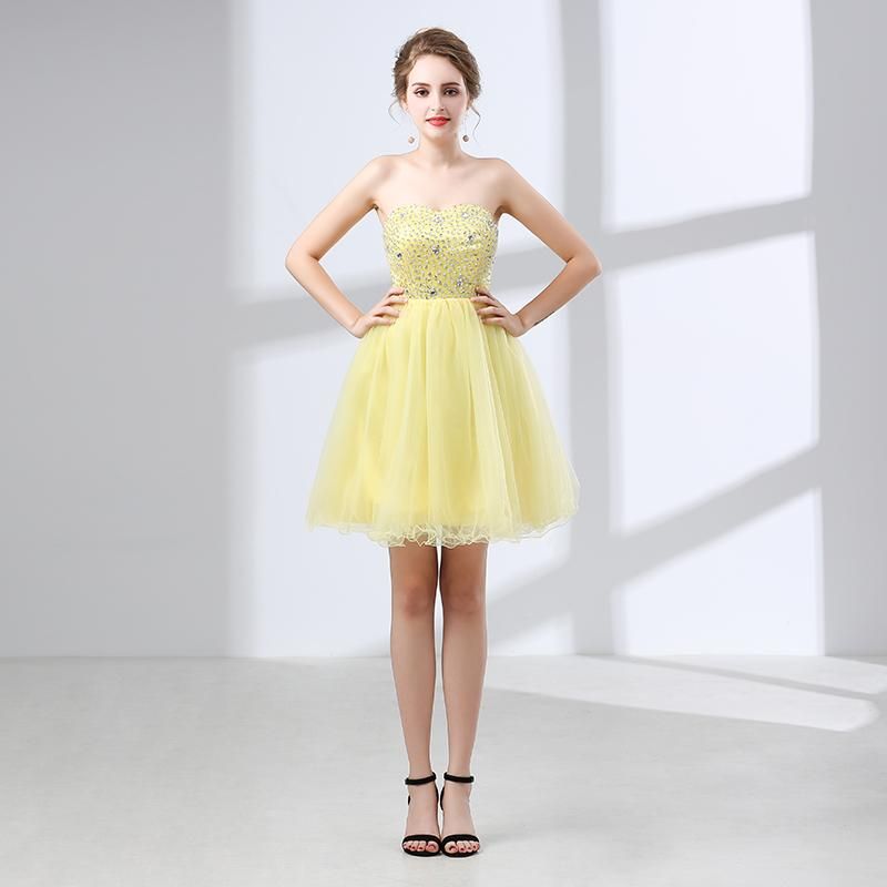 yellow short gown