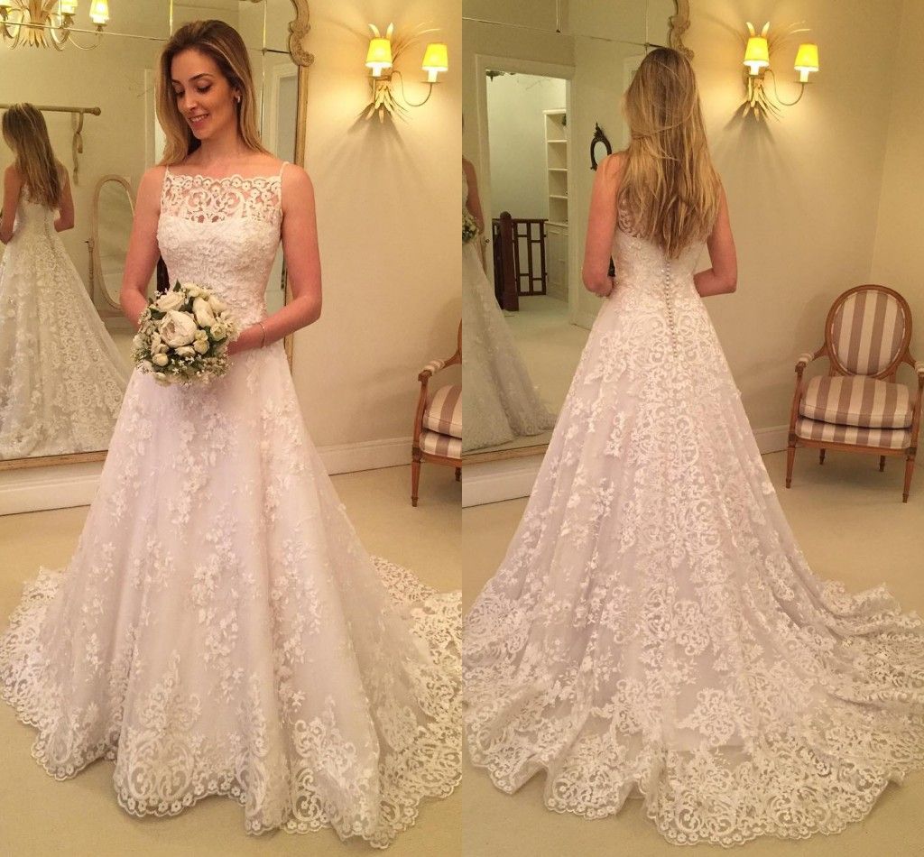 2018 Vintage Country Style Wedding Dresses Bateau Strapless