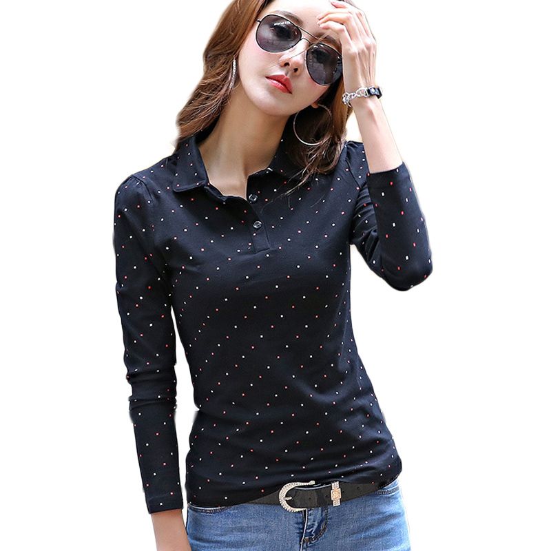 2018 Nueva Otoño Moda Polo Mujeres Manga Larga Slim Polos Mujer Cómoda Top Mujeres Camisa Dama Polo Camisa FemmeY1882902 De € | DHgate