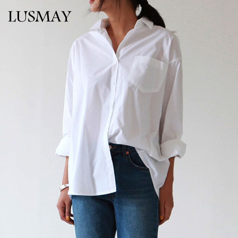 Compra Camisas Flojas Ocasionales De Las Mujeres 2018 Caída Nueva Del Otoño  De La Manera Blusa Del Tamaño Más Botones De La Manga Larga Camisa Blanca  Tops De Las Mujeres Streetwear S915