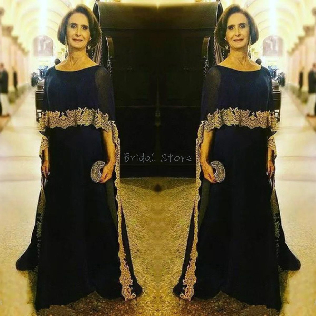 Acquistare Estate Elegante Blu Navy Madre Della Sposa Abiti Con Mantella  Scoop In Chiffon A Figura Intera Lunga Sposo Mamma Abiti Da Sera Applique  In Pizzo Dubai Economico | Consegna Veloce E