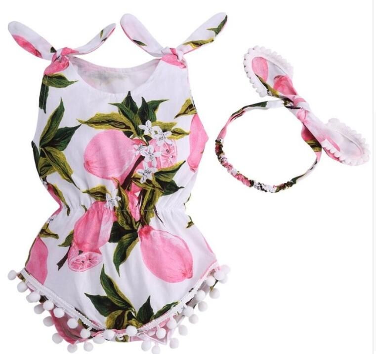 Cotton Infantil Baby Girl Romper Headband Set;Elastic Waist Newborn Baby Clothes Suit Baptism para Bebe Roupas Playsuit