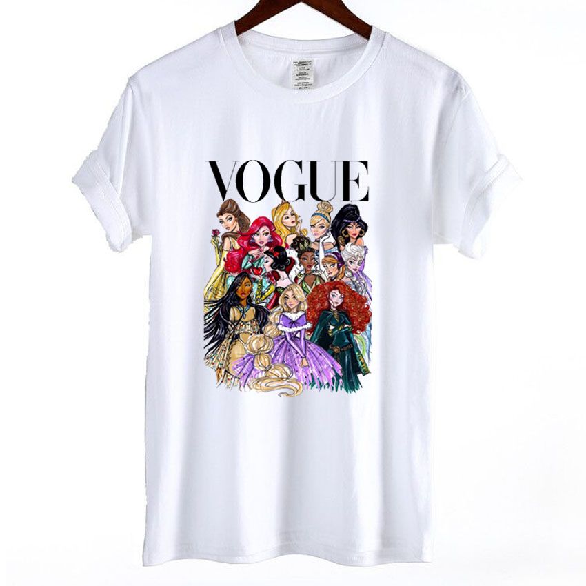 Compre Camiseta De Algodón De Mujer Cute Vogue Princess Camiseta Femenina De Manga Corta Tops Sueltos Hipster VOGUE Camiseta Blanca Girl Tees 2018 A 20,5 € Del Sizhu | DHgate.Com