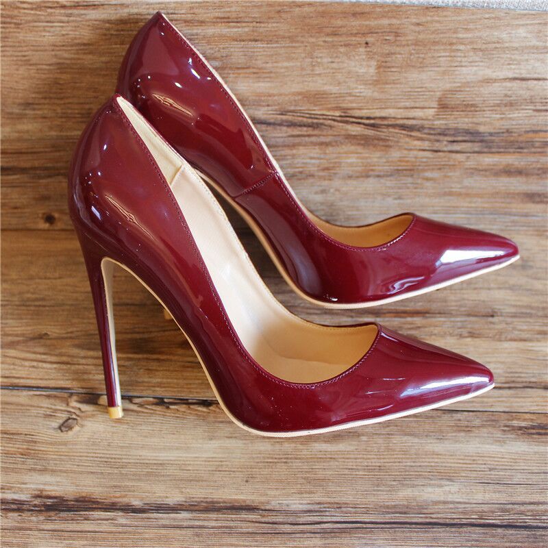 wine patent leather pumps