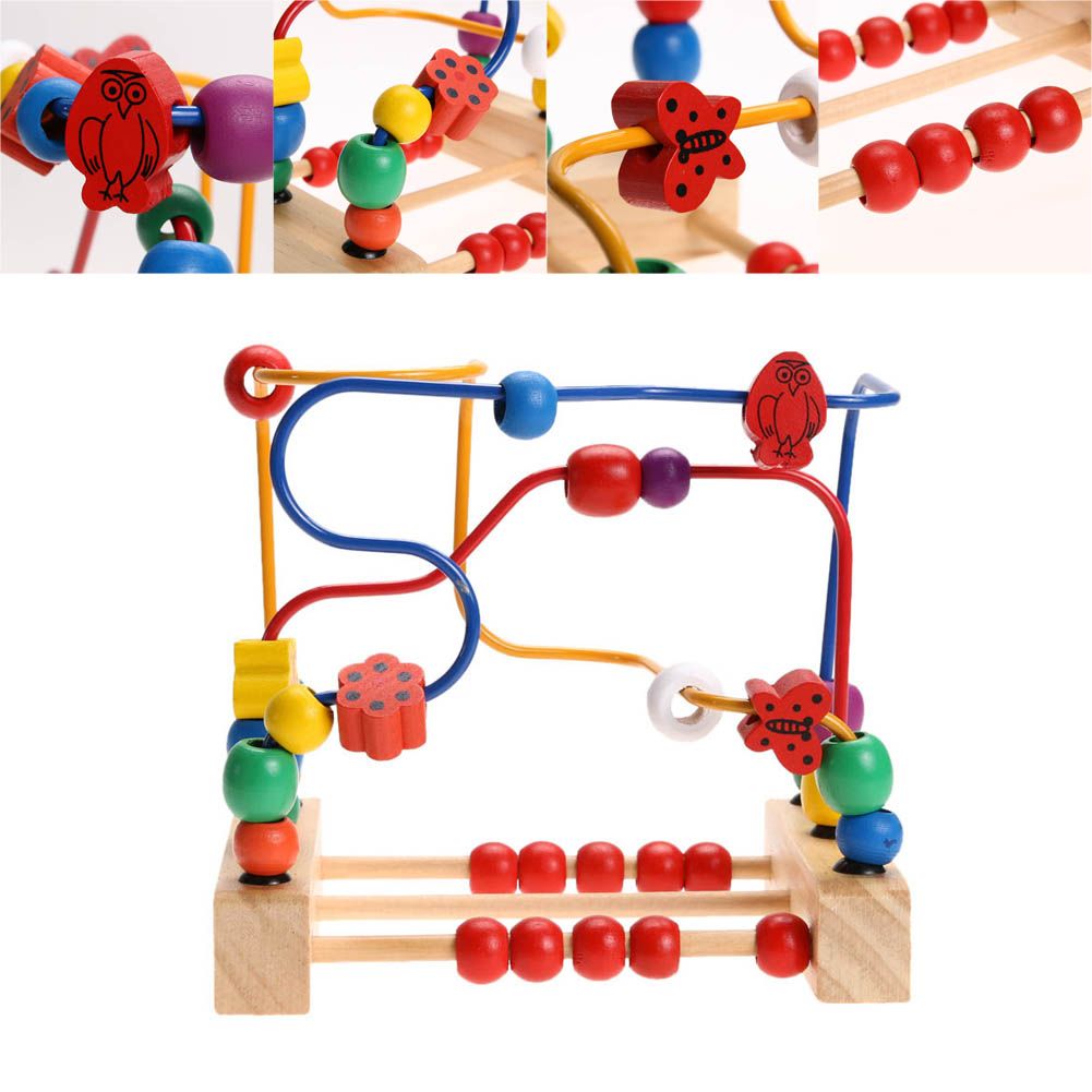 Colorful Wooden Around Beads Children Baby Educational Toy,Assorted Model Set