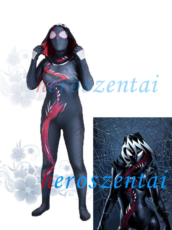 Venom Gwen Araña Chica Cosplay Disfraz De Halloween Mujer Spandex Zentai Traje