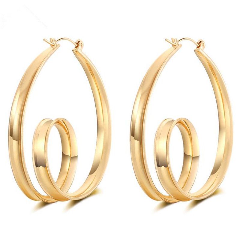 Pendientes de aro grandes simples europeos aretes antialérgicos de real para mujeres damas des boucles d'oreilles joyas