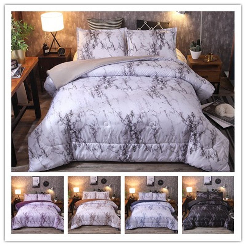 Bed Optimizer Black N White Marble Crack Realistic Comforter Set