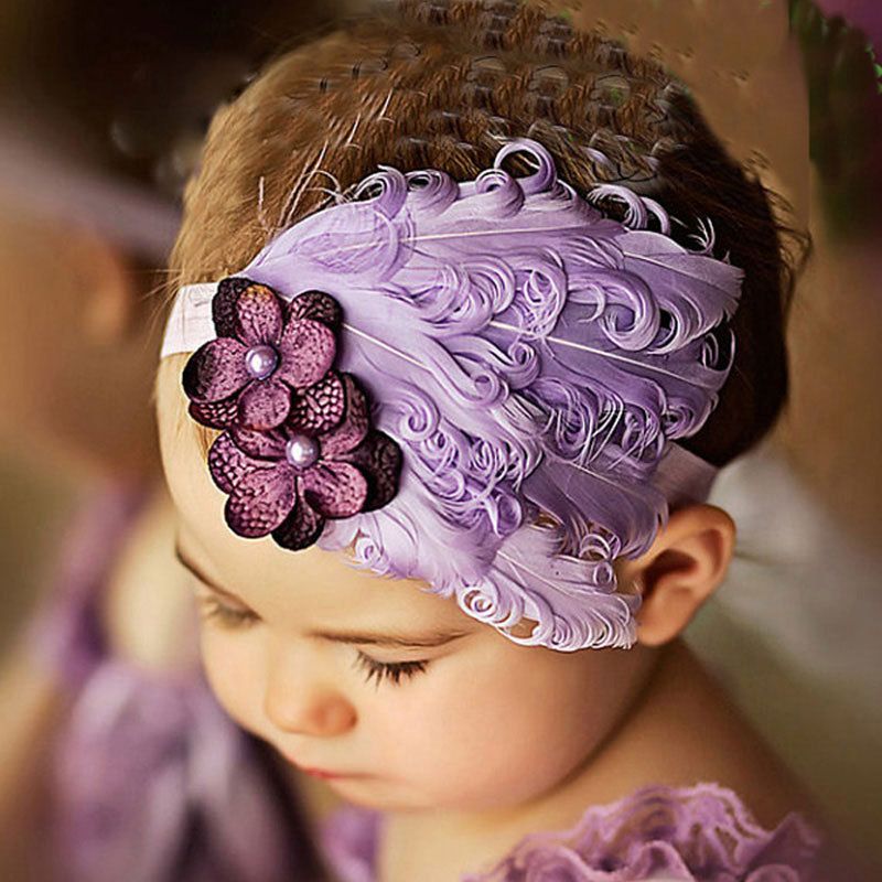 Hot Sale 1pcs beautiful Cute Baby Girl Children Feather Flower for Headbands
