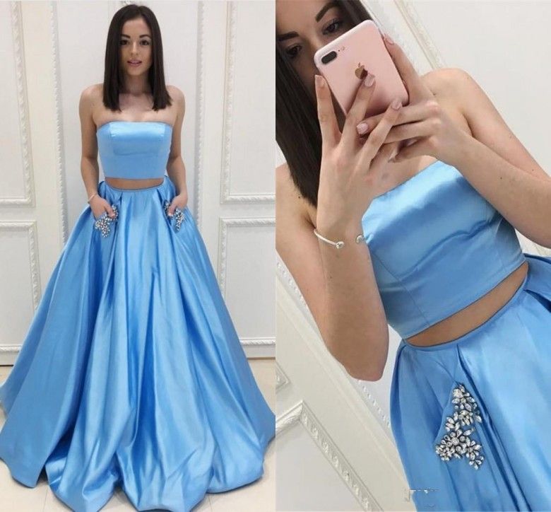 light blue fitted prom dress