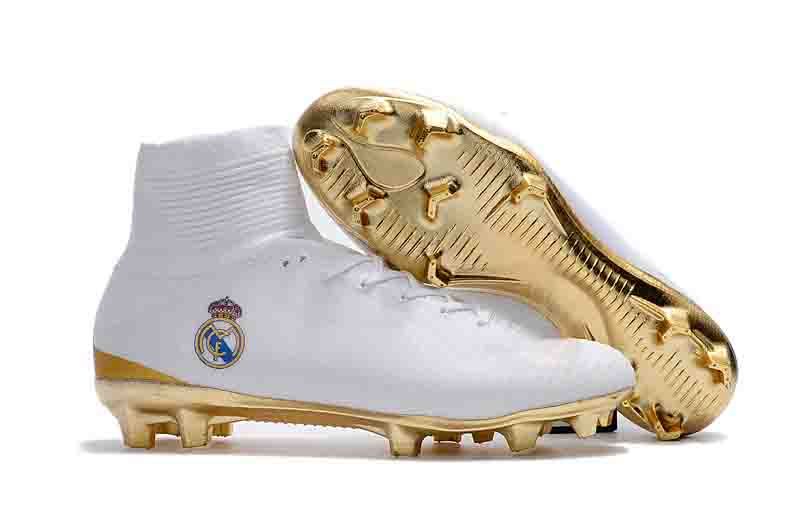 2018 Original Oro Blanco Del Real Madrid Tacos De Fútbol Mercurial Superfly FG De 52,48 € | DHgate