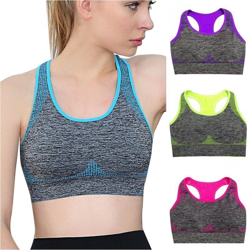 Women Racerback Tank Top Yoga Fitness Workout Gym Wireless Padded Sports Bra 