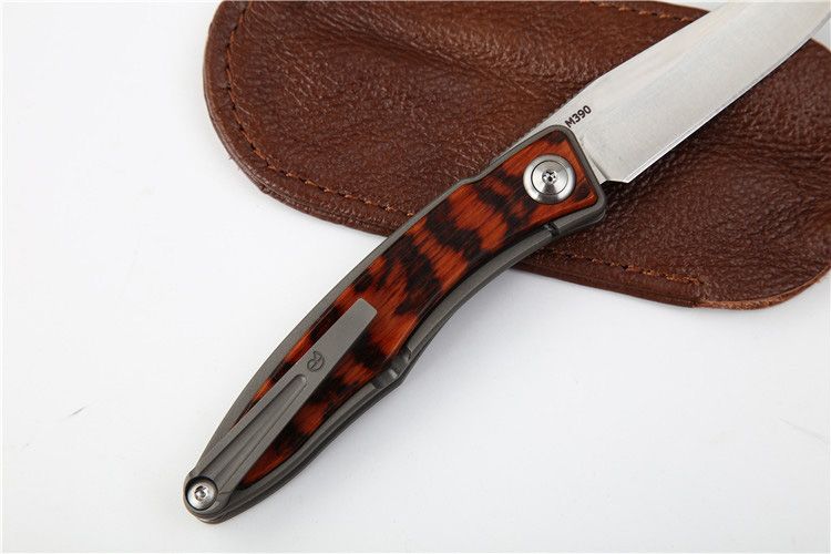 High End M390 Steel CR EDC Pocket Folding Knife Satin Finish Blade TC4