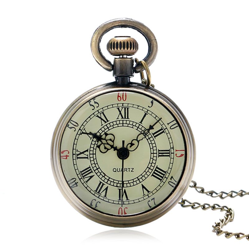 Acquistare Orologio Da Taschino In Bronzo Antico Con Numeri Antichi Ciondolo  A Catena Con Catena Quarzo LXH Economico | Consegna Veloce E Qualità |  It.Dhgate