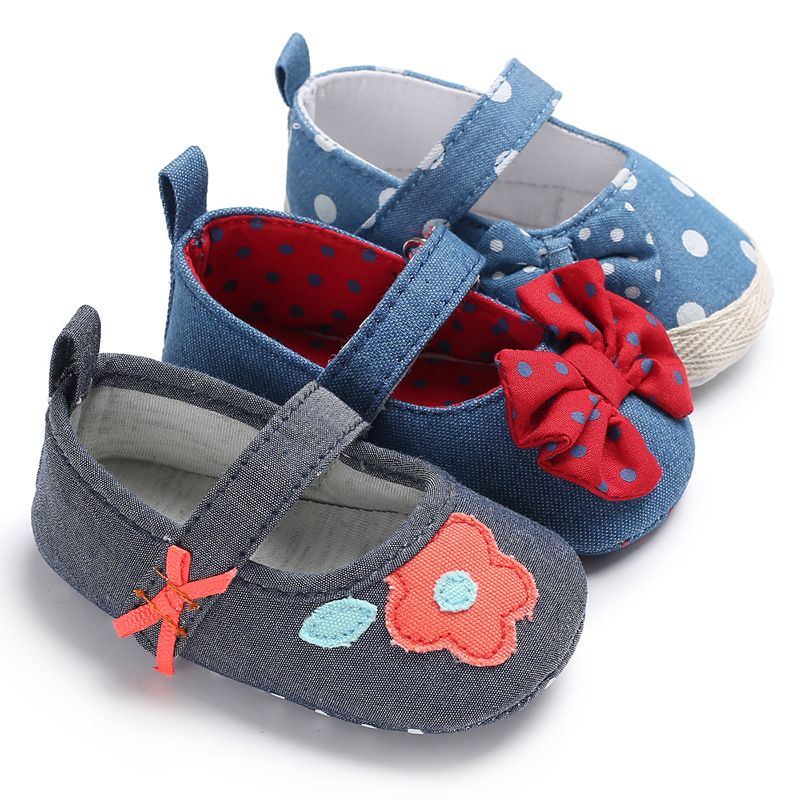 Zapatos de tela para niñas bebés Diseño bowknot flores lindas Zapatos de suela