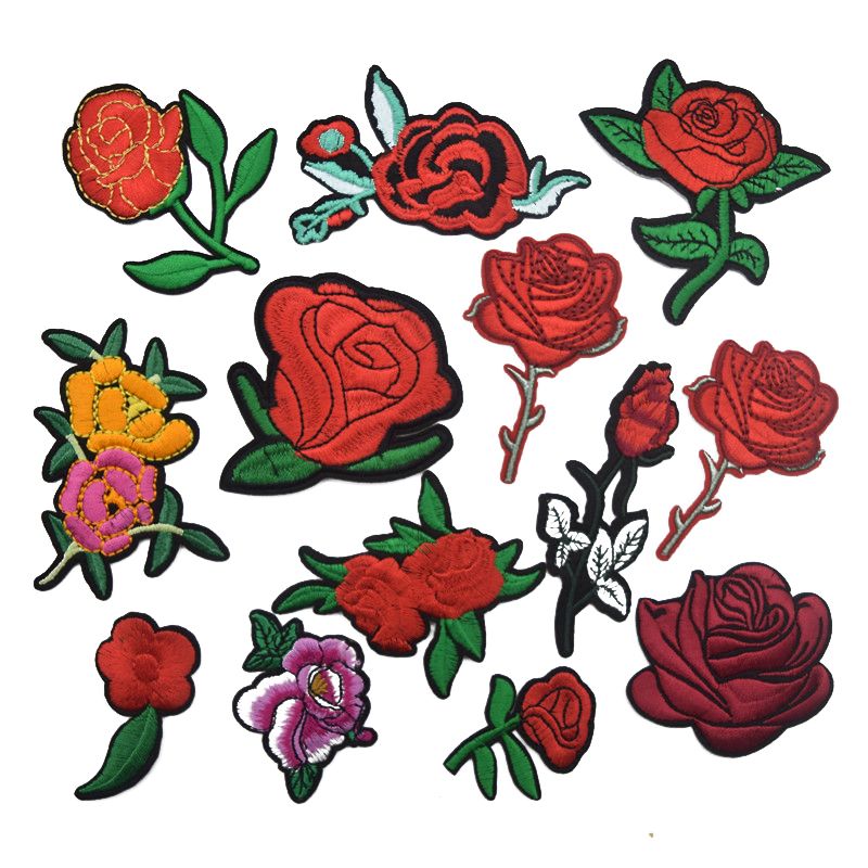 Rose Patches Clothing Lot, Patches Embroidered Red Rose