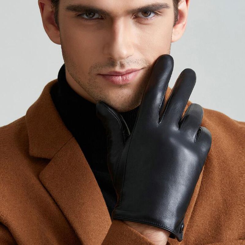 Caballeros hombres cuero genuino de gamuza guantes-Super Warm 