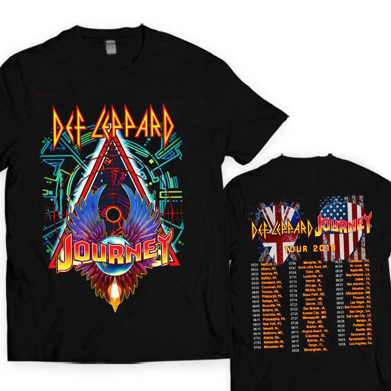 Limited-Def-Leppard-Journey-Tour-Dates-2018 Mens-Black Logo T shirt S-3XL 